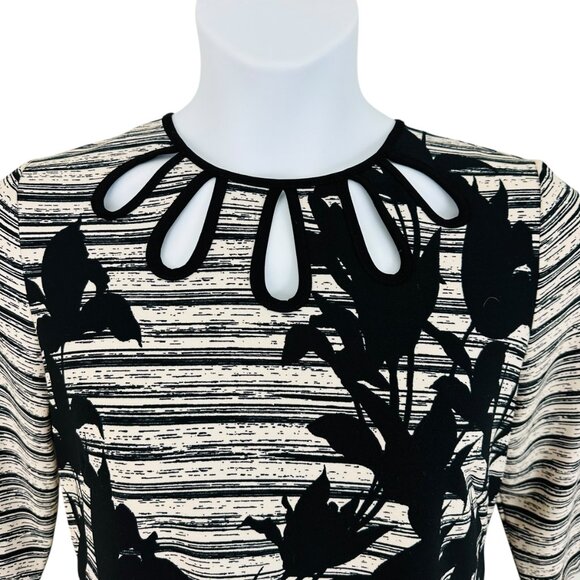 Christin Michaels Women's Size 14 Cut Out Neckline Black White Sheath Dr… - Picture 3 of 7